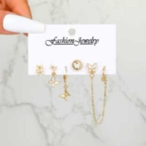 Vendita calda di tendenza stile coreano stella Punk orecchini nuovi gioielli alla moda con perle di zircone principalmente in ottone per ragazze - Product Image 1
