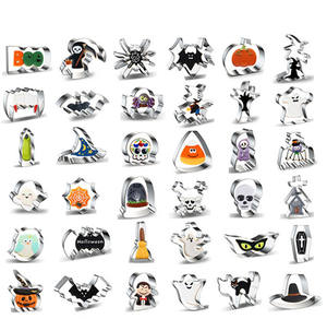 Molde para galletas de <span class=keywords><strong>Halloween</strong></span> de acero inoxidable, cortadores de galletas con agarre cómodo, calabaza, fantasma, murciélago, gato, bruja, sombrero, cortadores de galletas de <span class=keywords><strong>Halloween</strong></span> - Product Image 1