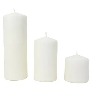 Großhandel religiöse Kerzen Säule Groß bestellung Paraffin wachs weiße Säulen kerzen Unscented 3 "x 3" 3 "x 4" 3 "x 6"
