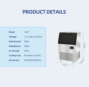 Máquina de Hielo Comercial de 60KG/24H, Autolimpiante, Refrigerada por Agua, Ahorro de Energía, Bajo Consumo, para Bares, Cafés, Hoteles, 110-240V, 60KG/24H - Product Image 4