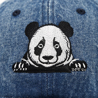 Gorra de Béisbol de Mezclilla Bordada con Diseño de Panda, Gorras de Béisbol Casuales de Tapa Suave para Hombre, Gorra Deportiva
