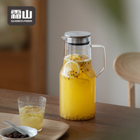 Carafe à eau froide/chaude en verre borosilicate de haute qualité SHIMOYAMA avec joint en silicone et couvercle en métal