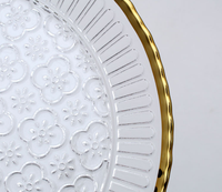 Assiettes de présentation vintage en verre transparent avec bord doré pour mariages, événements et décorations de table de fête