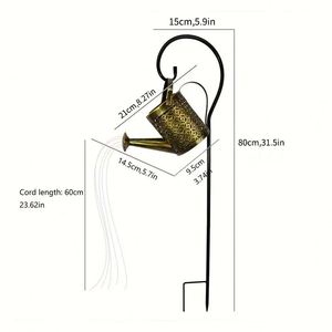 Lámpara de Jardín Solar de Hierro Forjado, Iluminación de Patio Montada en el Suelo, LED Impermeable, Fuente de Agua para Exteriores, Jarra de Agua, IP65, Tamaños Pequeños - Product Image 2