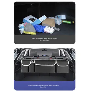 Sac de coffre de voiture multifonctionnel LC Felaruta en tissu <span class=keywords><strong>Oxford</strong></span> et maille, 4 à 7 compartiments, avec design suspendu pour l'organisation du dossier de siège - Product Image 2