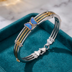 925 <b>Silver</b> Butterfly <b>Bracelet</b> for Women Two Tone Sterling <b>Silver</b> <b>Bracelet</b> Blue Butterfly <b>Charm</b> <b>Bracelet</b> Designer Fashion Jewelry - Product Image 1