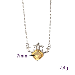 Collier minimaliste pour femme avec fleur française en cristal carré de 7 mm, en argent sterling 925 et améthyste, cadeau de fête pour elle - Product Image 6