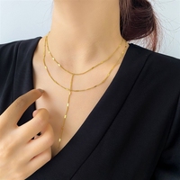 Collier élégant en or pour femme, ensemble deux pièces avec chaîne de clavicule superposée, chaîne minimaliste en Y inspirée d'Instagram