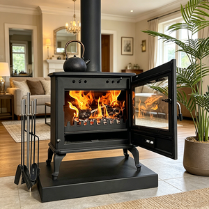 Cheminée autonome d'intérieur à <span class=keywords><strong>bois</strong></span> en fonte <span class=keywords><strong>pour</strong></span> chauffage et décoration de maison et villa par temps froid - Product Image 1
