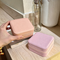 Boîte de rangement portable en cuir de luxe léger pour femme, accessoire de voyage multicouche en plastique et lin, doublée de velours avec fermeture éclair