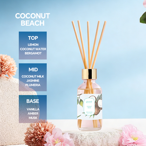 Diffuseur <span class=keywords><strong>de</strong></span> roseaux en coco écologique <span class=keywords><strong>de</strong></span> qualité supérieure, longue durée, bleu plage, pour salon et chambre, avec parfum frais fruité floral musqué - Product Image 2