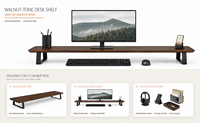 Support de moniteur surélevé en bois de noyer personnalisé pour ordinateur portable, fabriqué en Chine