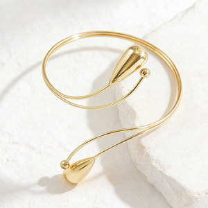 Water Drop Gold Plated Alloy <b>Cuff</b> Bracelet For Women Trendy Party Fashion <b>Arm</b> Jewelry - Product Image 3