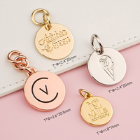 Étiquettes métalliques personnalisées pour maillots de bain, cercle de 18 mm, étiquette suspendue, logo en lettres creuses, logo métallique doré pour vêtements