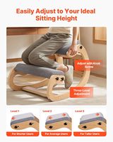 Chaise à genoux ergonomique HEXU, structure en bois massif, hauteur réglable, coussins en mousse épaisse, sans accoudoirs, inclinable, pour la maison, le bureau, la méditation