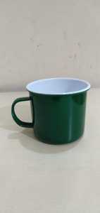 Mug de camping en émail vert, tasse à café en métal, vaisselle portable ronde, logo personnalisé pour le bureau, l'extérieur, cadeau - Product Image 2