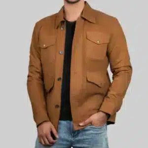 Chaqueta de algodón estilo vintage marrón para hombre – Chaqueta retro clásica informal para primavera y otoño - Product Image 2