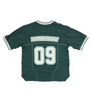 HEALY Gepersonaliseerde geborduurde retro groene voetbalshirts met piping, op maat gemaakte ademende trainingsvoetbalshirts voor heren - Product Image 2