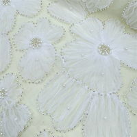 Robe Femme Textile Tissu Maille Polyester Broderie 3D Tissu Bridal Floral Perlé Sequin Dentelle Brodée Tulle Tissu