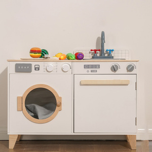 <span class=keywords><strong>Cucina</strong></span> Giocattolo per Bambini Set Combinato in Legno Bianco con Forno Frigorifero e Lavatrice Gioco di Ruolo - Product Image 6