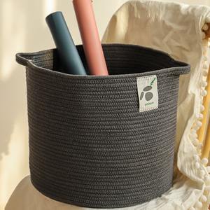 Cesta de Almacenamiento Redonda de Algodón Tejido, 100% Algodón Ecológico, Plegable, Organizador de Juguetes y Ropa, Gran Capacidad, Cesta de Escritorio - Product Image 4