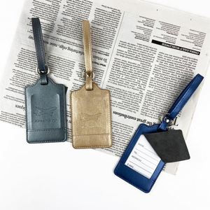 Wholesale Fashionable Custom PU Material Luggage <b>Tag</b> Pure Color ID <b>Name</b> Card Cover Travel Baggage <b>Tag</b> - Product Image 3