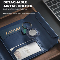 Portefeuille de voyage personnalisé en cuir PU Saffiano, porte-cartes RFID fin en cuir, porte-passeport avec emplacement pour AirTag et porte-stylo