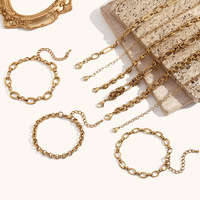Bracelet épais en acier inoxydable YML avec chaîne à maillons ovales 17+5cm Or/Argent, personnalisable avec pendentif DIY