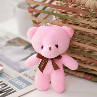 Mini porte-clés en peluche ours en peluche avec nœud en ruban d'amour pour la décoration de sac et comme cadeau