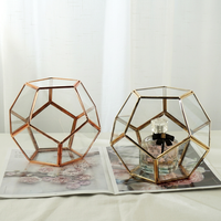 Vase de table mini en verre Art Déco, forme géométrique pentagonale, icosaèdre régulier, pour aquarium, jardin féerique extérieur, cadeau