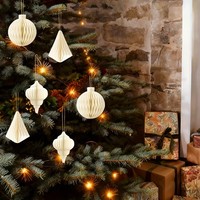 Umiss – Nouveaux ensembles d'ornements de Noël écologiques : lanternes et boules en papier pour sapin, avec aimants, pour la maison