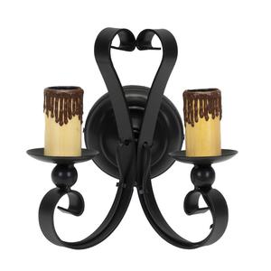 Lampe murale rustique 2xE27, design médiéval, dimensions 25x21x16 cm, idéale pour éclairer les espaces avec un style vintage. - Product Image 1