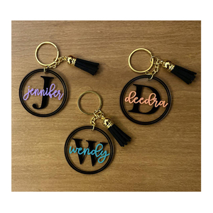 Portachiavi in plastica trasparente alla moda con forma personalizzata stampa in bianco e acrilico trasparente portachiavi portachiavi con nappa - Product Image 1