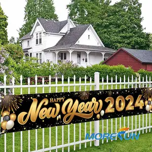 Factory Wholesale Customized Happy New Year Courtyard Banner Outdoor Party Backdrop Banner Promotional Party Supplies