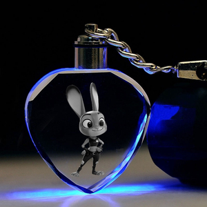 3D laser Zoo pha lê móc khóa Led khắc động vật nhân vật thiết kế mô hình với Zootopia <span class=keywords><strong>Keychain</strong></span> - Product Image 3