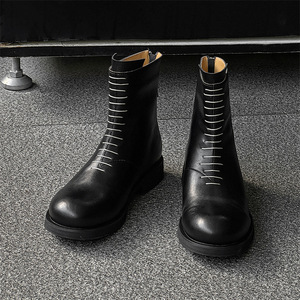 Vintage Men's Western Ankle Chelsea <b>Boots</b> Breathable Comfortable Zipper Thick Sole Casual Shoes Office Winter Anti-Slip - Product Image 4