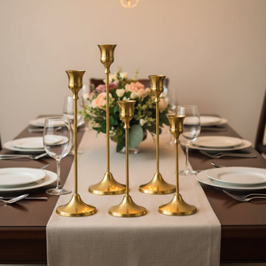 Antique-inspired Minimalist <strong>Brass</strong> Long-Stemmed Taper <strong>Candle</strong> <strong>Holder</strong> Set, Stand Decor, Gold <strong>Candle</strong> Stick <strong>Holders</strong> - Product Image 1