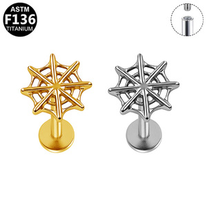 <b>Titanium</b> Cross Finger Spider Web Ear <b>Studs</b> G23 Unisex Daily Wear Jewelry - Product Image 4