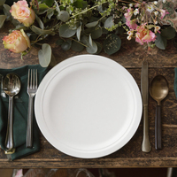 Assiette ronde jetable 100% compostable et biodégradable en bagasse de canne à sucre, 6/9 pouces, vaisselle jetable pour mariage et fête