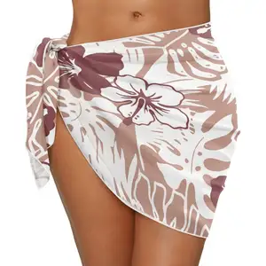 Samoan Tattoo Plumeria Print Bikini Cover Up Short Mujeres Faldas de playa Traje de baño Envolturas personalizadas Sarong Falda Traje de baño Envío de la gota