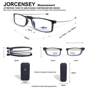 Thời trang mới màu xanh chống ánh sáng xách tay gấp Kính đọc sách phong cách Retro Kính đọc sách kim loại - Product Image 4