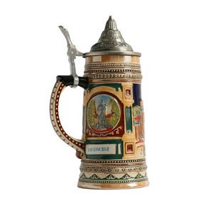 Mug à boissons alcoolisées en verre, tasse à <span class=keywords><strong>bière</strong></span>, compatible animaux <span class=keywords><strong>de</strong></span> la forêt, accessoire avec couvercle petper, Tankard, 1 litre - Product Image 5