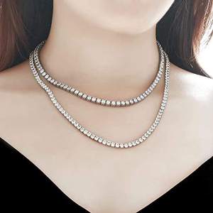 RINNTIN SC74 placcato platino tempestato di diamanti 3A White Lab Diamond zircone Hiphop <span class=keywords><strong>16</strong></span> 18 20 22 pollici collana in argento <span class=keywords><strong>Sterling</strong></span> S925