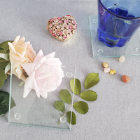 Sous-verre carré classique en verre trempé transparent 100x100 mm, écologique, pour décoration intérieure ou cadeau de fête DIY