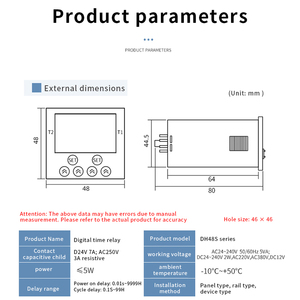 <span class=keywords><strong>Timer</strong></span> Digitale Automatico DH48S con <span class=keywords><strong>Display</strong></span> <span class=keywords><strong>LCD</strong></span>, Relè Temporizzato Miniaturizzato Intelligente 220VAC 24VDC - Product Image 3