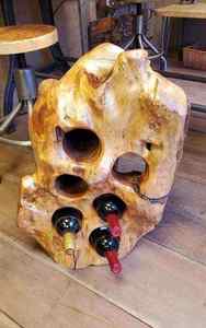 Encimera de madera compacta de 4 botellas, soporte para botellas de vino tinto, estante de almacenamiento de vino de madera, Cubo de bodega para el hogar, cubos de hielo, tinas para bebidas - Product Image 4