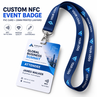 Badge de conférence NFC personnalisé avec cordon imprimé – Passe événementielle à clipser pour accéder à l'horaire, à la carte, au profil du conférencier et au contenu numérique