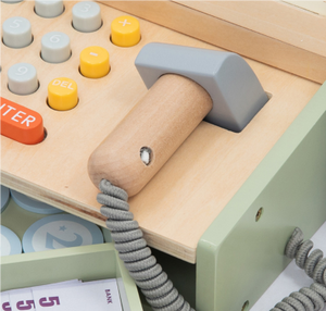 Simulación de madera para educación temprana para niños, juego de simulación, calculadora de efectivo, juguetes de supermercado, cajas registradoras de juguete de madera para niños - Product Image 3