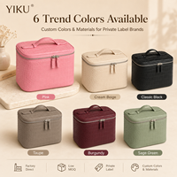 Yiku Tas Kosmetik Kulit Asli Motif Buaya Gaya Vintage Mewah Organizer Kosmetik Wanita untuk Perjalanan Tas Kecantikan Portabel