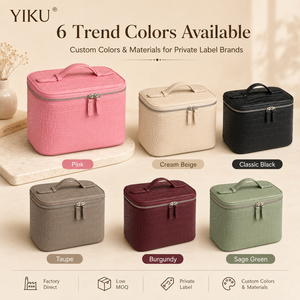 Yiku Trousse de Toilette en Cuir Véritable Motif Croco Style Vintage de Luxe pour Femme, Organisateur de Voyage Portable pour Cosmétiques et Maquillage - Product Image 2